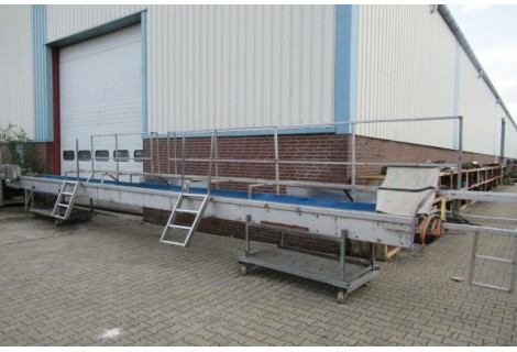 50 cm breed, 11,60 meter lengte. Gebruikt. RVS transportband.